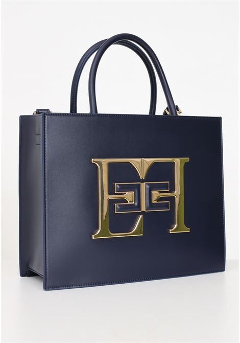 Shopper blu da donna con maxi placca EF e logo doppia C ELISABETTA FRANCHI | BS05A46E2B75